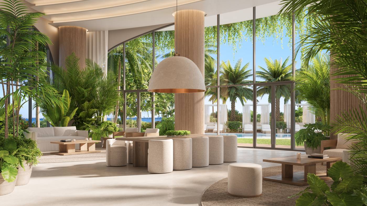 EDITION Residences Miami Edgewater, poolside lounge, developer rendering