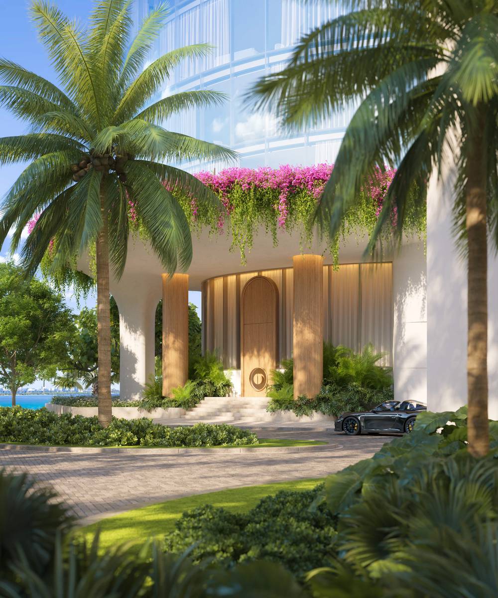 EDITION Residences Miami Edgewater, garden arrival, developer rendering