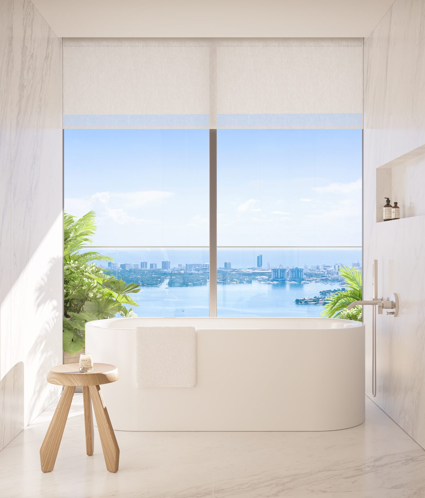 EDITION Residences Miami Edgewater, freestanding tub at the window, developer rendering