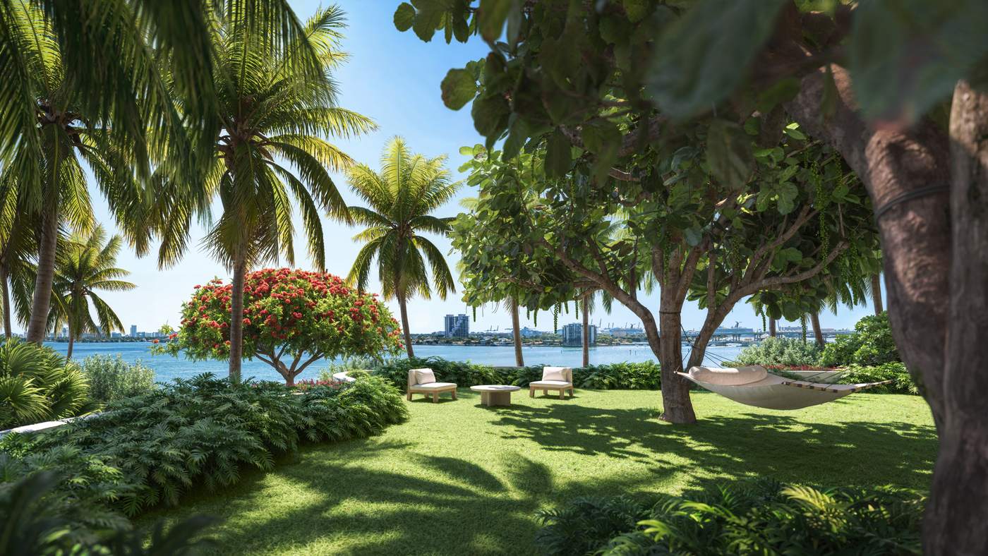 EDITION Residences Miami Edgewater, The Lawn on the bay, developer rendering