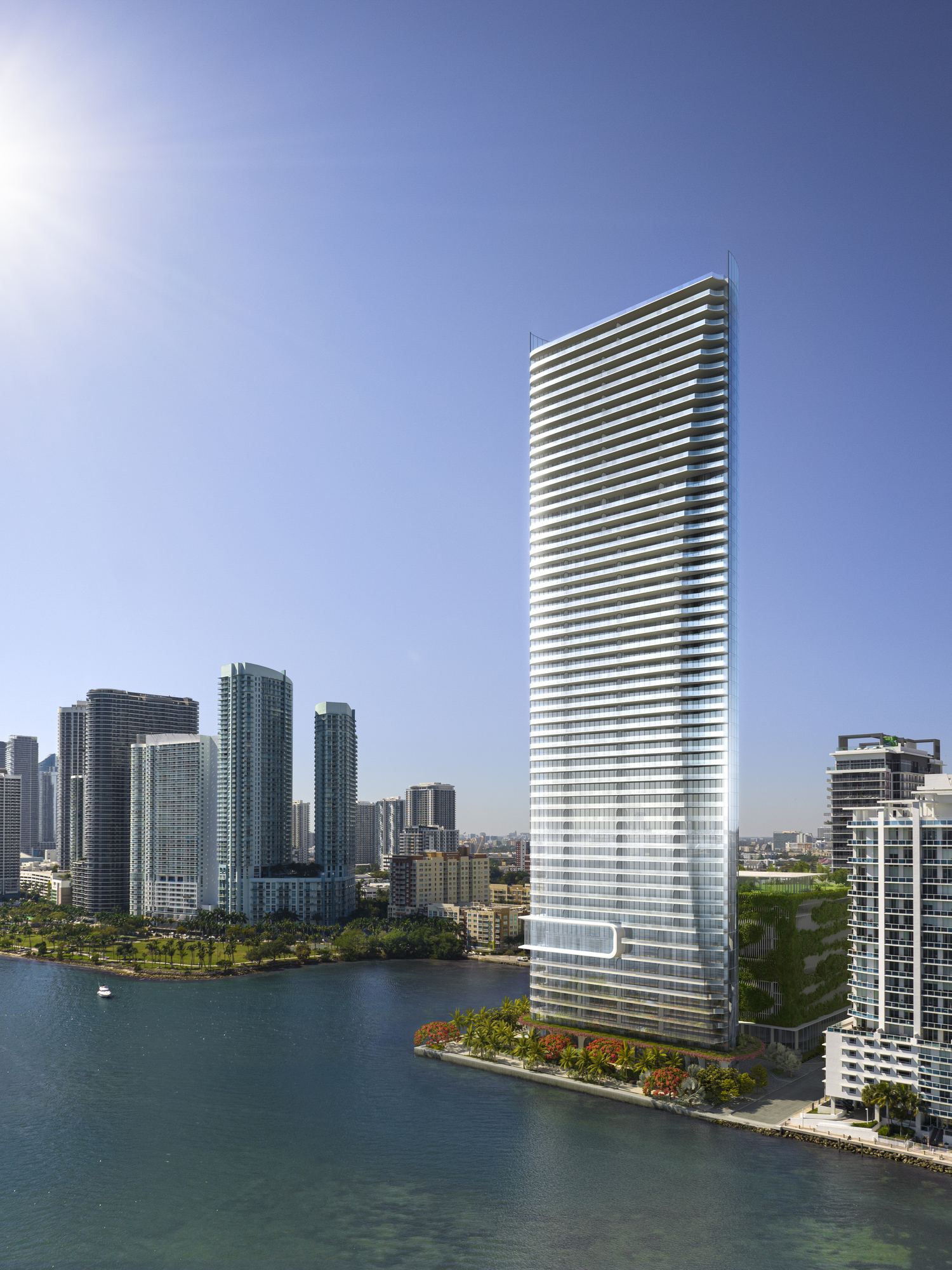 EDITION Residences Miami Edgewater, a 55-story glass tower on Biscayne Bay, developer rendering